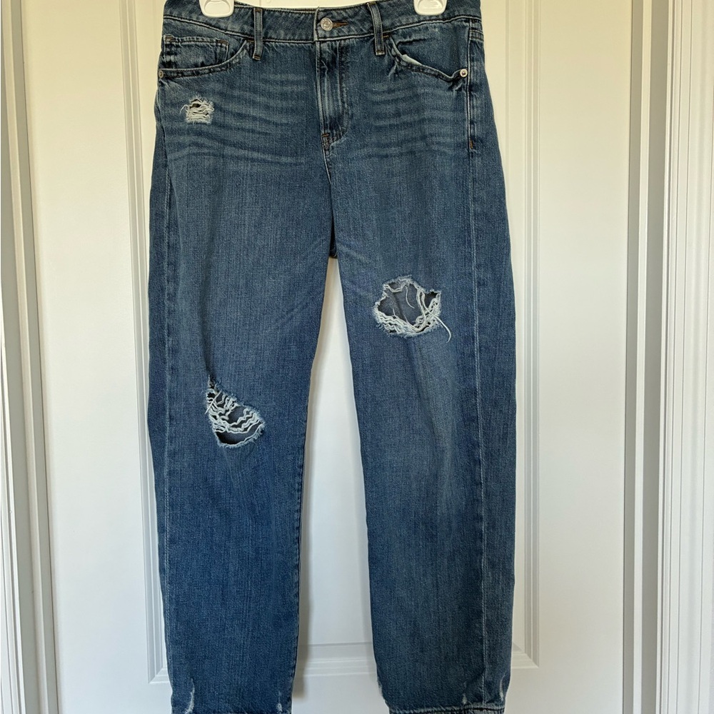 Express Boyfriend Midrise Women's Distressed Blue Jeans Size 10R Grunge